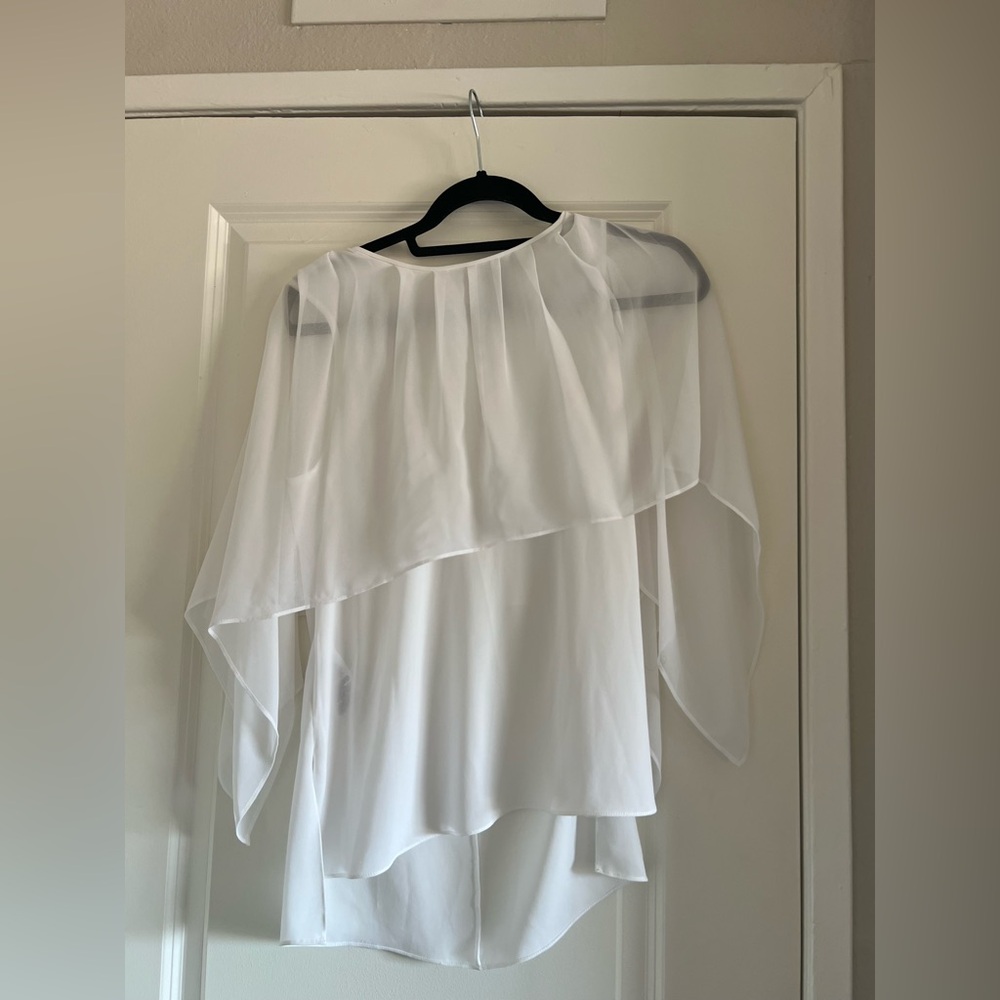 BCBGMaxAzria White Sheer Blouse